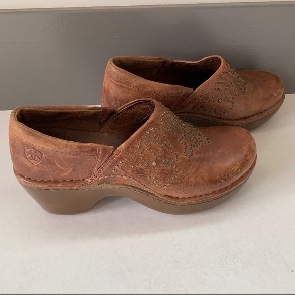 Ariat Tan Leather Slip-On Shoes With Stud Detail Size 7 - Picture 11 of 12